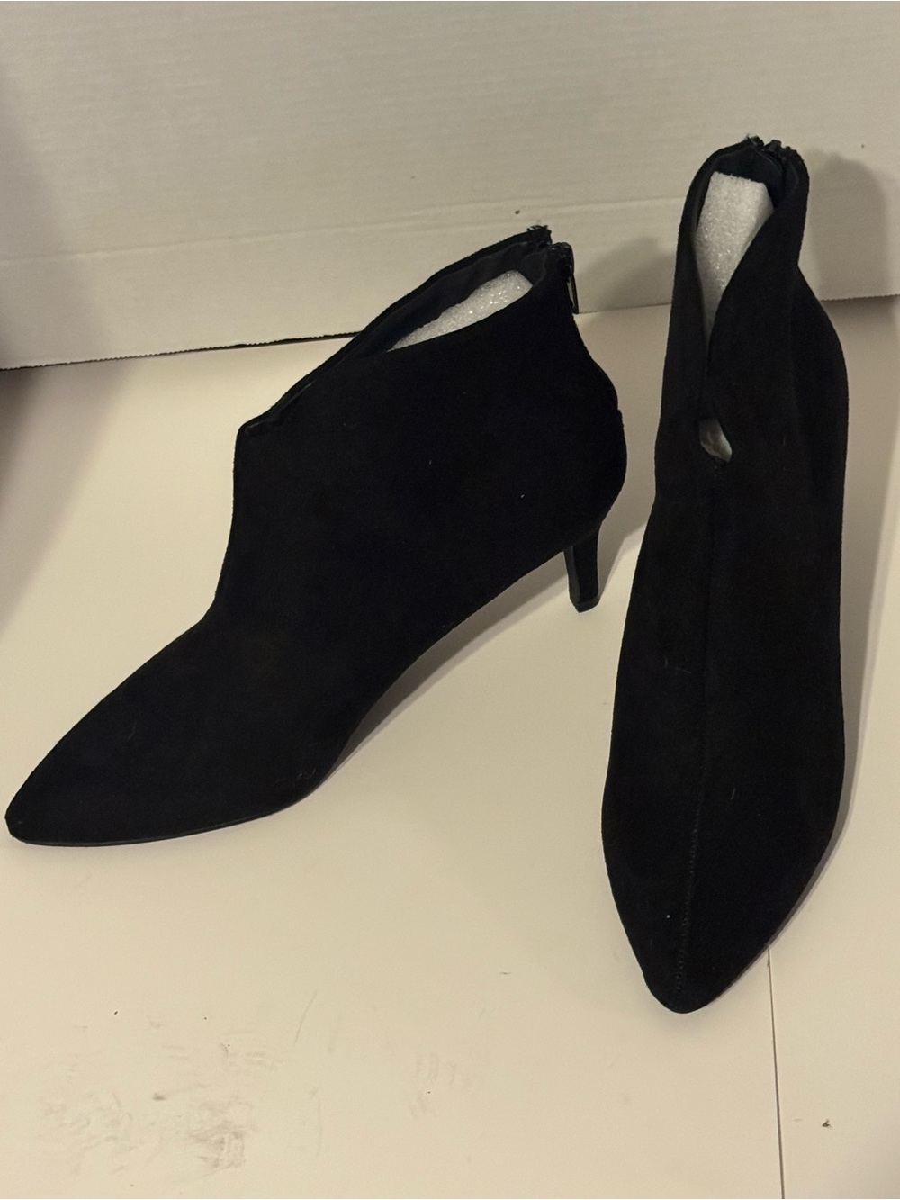 H by Halston Black Suede Pointed Toe Ankle Booties